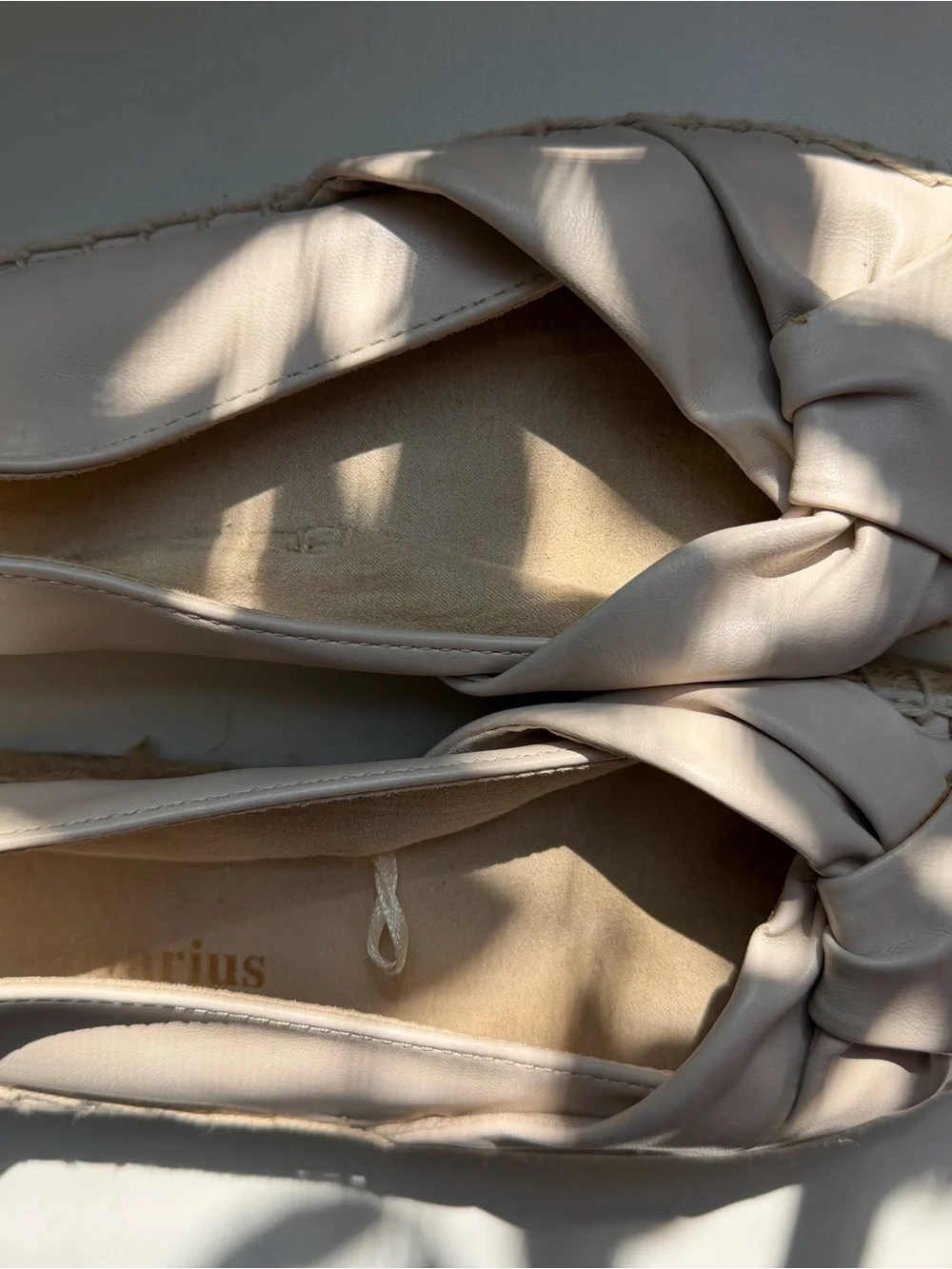 stradivarius Cream Espadrille Flats with Knotted Upper